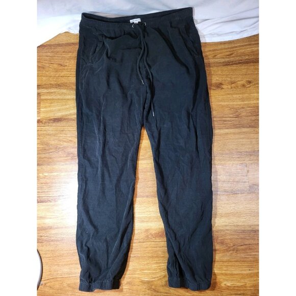 Standard James Perse Women Corduroy Jogger Pants Sz 4 XL Black Casual Athleisure - Picture 1 of 4